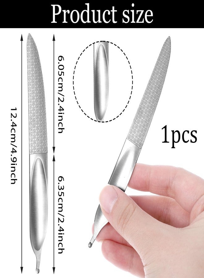 Bruislard Curved Nail File 4.9 inch Stainless Steel Double-Sided Toenail File for Thick Toenails Metal Finger Nail Buffer for Smooth, Shiny, Salon-Worthy Nails for Women and Men - Image 2